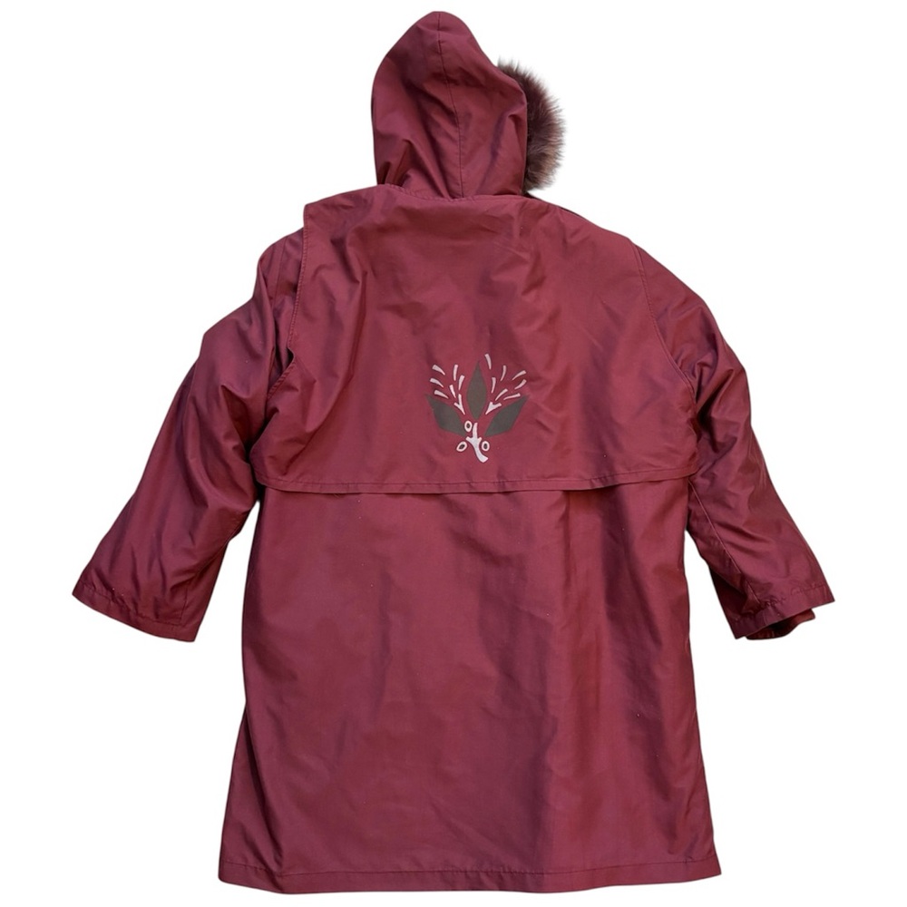 4 Saisons Canada Burgundy 3 in 1 Layer All Season Wool Fur Coat Size 14 - Picture 3 of 14